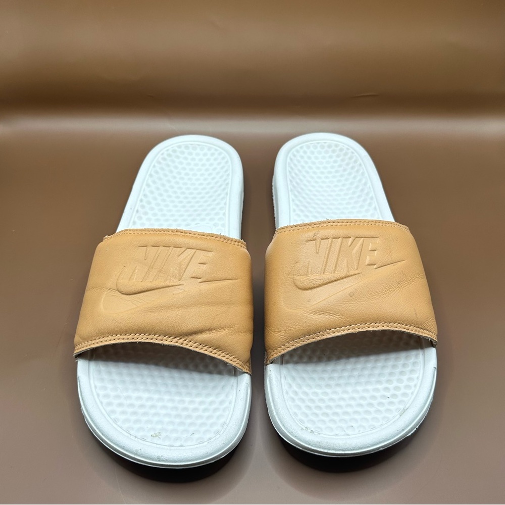Nike Benassi Slides in Vachetta Leather